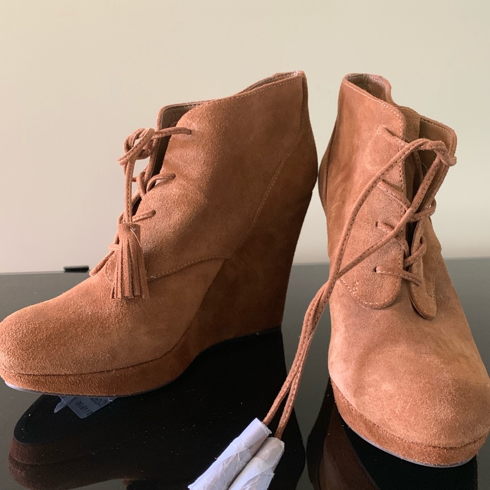Jessica Simpson - Tan Leather Wedge Heeled Booties